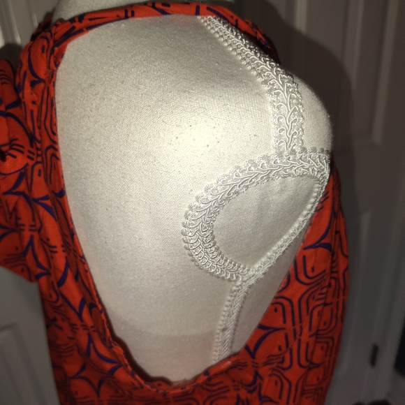 Sleeveless Red Geometric Halter Top Escapada S Like New - Picture 2 of 8